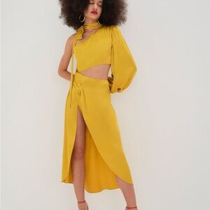 $264 NWT Yellow For Love And Lemons “Mila” Midi Dress Sz Small